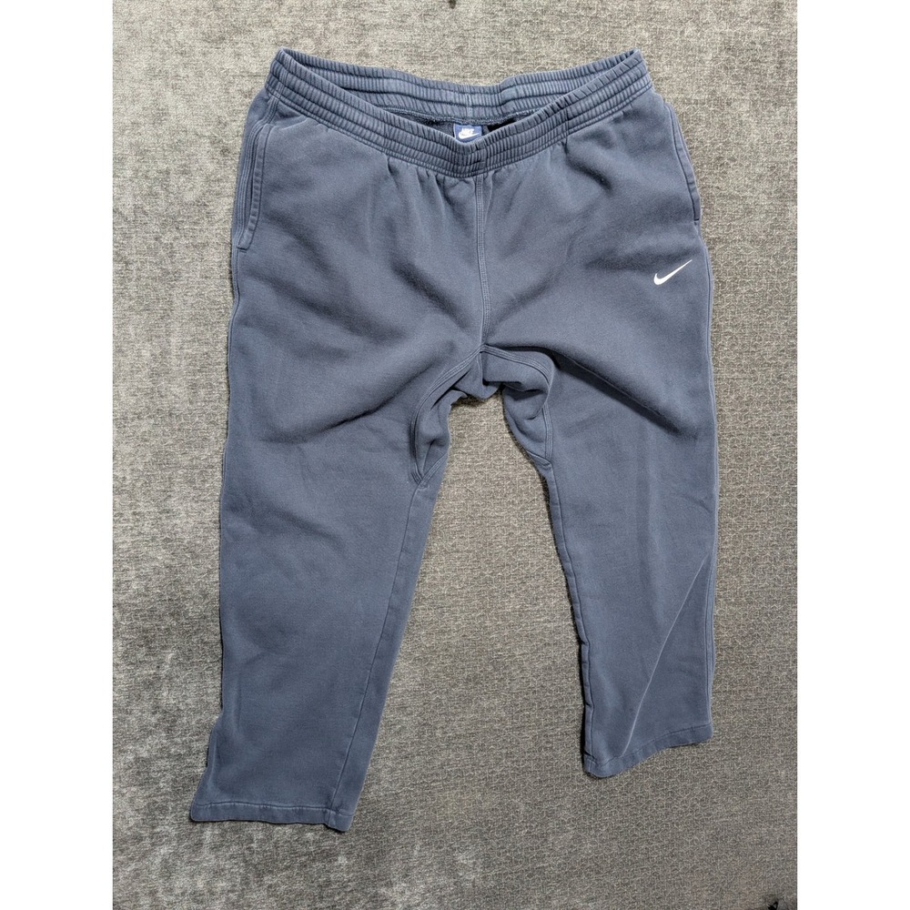Nike Mens XXL Fleece Sweatpants Navy Blue Joggers Embroidered Swoosh 1510